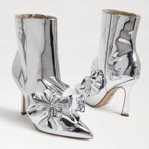 Sam Edelman Shoes - NEW Sam Edelman Esmae Stiletto Ankle Booties Silver Pointed Toes Size 6.5
